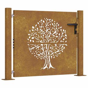 vidaXL Zahradn&iacute; branka 100 x 100 cm z cortenov&eacute; oceli, design stromu