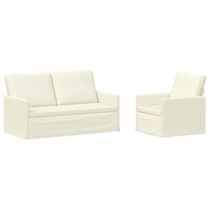 vidaXL Set pohovek 2 pcs Kr&eacute;mov&aacute; Žebrovan&aacute; l&aacute;tka