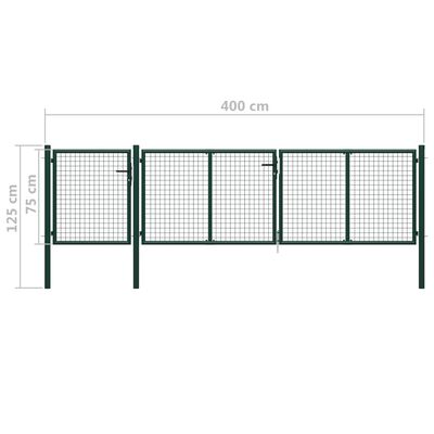 vidaXL Zahradní plotová brána ocel 400 x 75 cm zelená