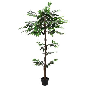vidaXL Uměl&aacute; rostlina Ficus Zelen&aacute; 85 x 18 x 160 cm Tkanina a dřevo