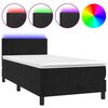 vidaXL Box spring postel s matrac&iacute; a LED čern&aacute; 90x200 cm samet