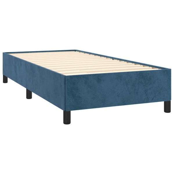 vidaXL Box spring postel s matrac&iacute; tmavě modr&aacute; 100x200 cm samet