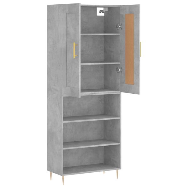vidaXL Skř&iacute;ň highboard betonově &scaron;ed&aacute; 69,5x34x180 cm kompozitn&iacute; dřevo