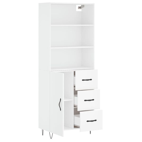 vidaXL Skř&iacute;ň highboard b&iacute;l&aacute; 69,5 x 34 x 180 cm kompozitn&iacute; dřevo