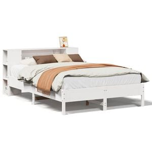 vidaXL Postel s knihovnou bez matrace b&iacute;l&aacute; 160x200 cm masivn&iacute; borovice