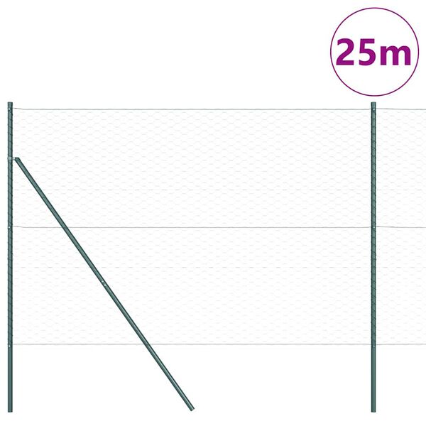 vidaXL Plotov&yacute; sloupek. Zelen&aacute; 25 x 1,5 m (50 mm mř&iacute;žka) Ocel