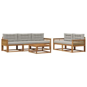 vidaXL Venkovn&iacute; pohovkov&aacute; souprava 6 pcs Přirozen&aacute; a Světle &scaron;ed&aacute;