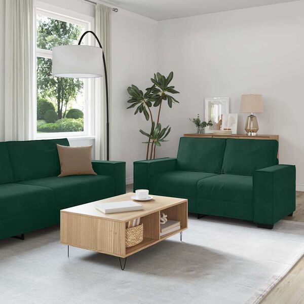 vidaXL 3d&iacute;ln&aacute; sedac&iacute; souprava s podu&scaron;kami tmavě zelen&aacute; samet