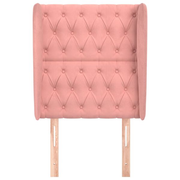 vidaXL Čelo postele typu u&scaron;&aacute;k růžov&eacute; 83 x 23 x 118/128 cm samet