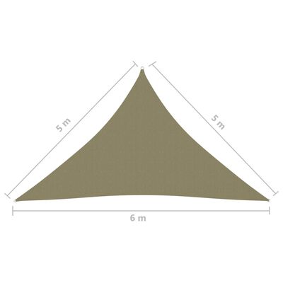 vidaXL Stínící plachta oxfordská látka trojúhelníková 5x5x6 m béžová