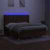 vidaXL Box spring postel s matrac&iacute; a LED tmavě hněd&aacute; 180x200 cm textil