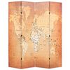 vidaXL Skl&aacute;dac&iacute; parav&aacute;n 160 x 170 cm Mapa světa žlut&yacute;
