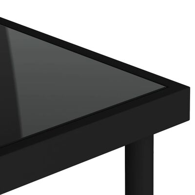 vidaXL Zahradní jídelní stůl černý 80 x 80 x 72 cm sklo a ocel