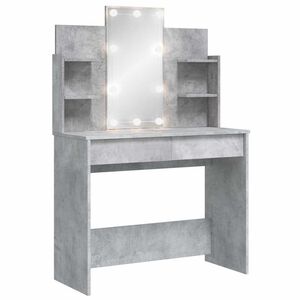 vidaXL Toaletn&iacute; stolek s LED osvětlen&iacute;m betonově &scaron;ed&yacute; 96 x 40 x 142 cm