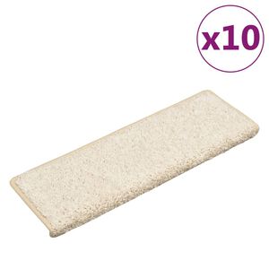 vidaXL Schodov&eacute; rohože 10 ks 65 x 21 x 4 cm b&iacute;l&eacute; s obd&eacute;ln&iacute;kov&yacute;m okrajem