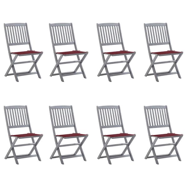 vidaXL Skládací zahradní židle s poduškami 8 ks masivní akácie