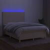 vidaXL Box spring postel s matrac&iacute; a LED kr&eacute;mov&aacute; 140x200 cm textil