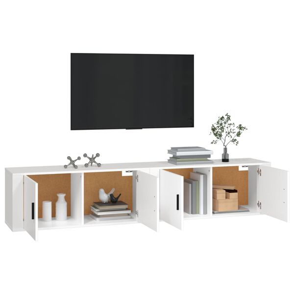 vidaXL N&aacute;stěnn&eacute; TV skř&iacute;ňky 2 ks b&iacute;l&eacute; 100 x 34,5 x 40 cm