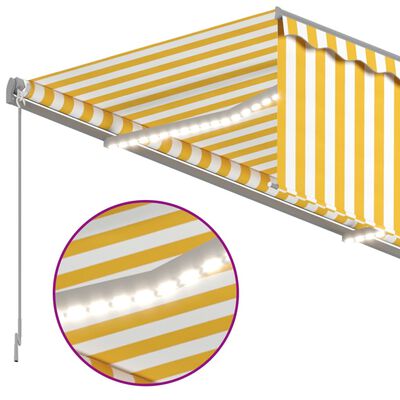 vidaXL Automatická markýza roleta LED a senzor větru 4 x 3 m žlutobílá