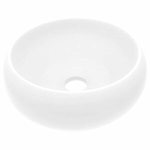 vidaXL Luxusn&iacute; umyvadlo kulat&eacute; matn&eacute; b&iacute;l&eacute; 40 x 15 cm keramick&eacute;