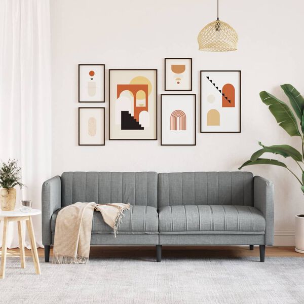 vidaXL Pohovka 3místná světle šedá textil