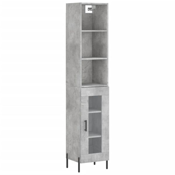 vidaXL Skř&iacute;ň highboard betonově &scaron;ed&aacute; 34,5x34x180 cm kompozitn&iacute; dřevo
