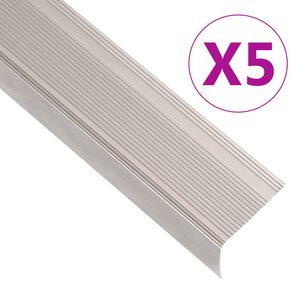 vidaXL Schodov&eacute; hrany ve tvaru L 5 ks hlin&iacute;k 90 cm &scaron;ampaňsk&eacute;