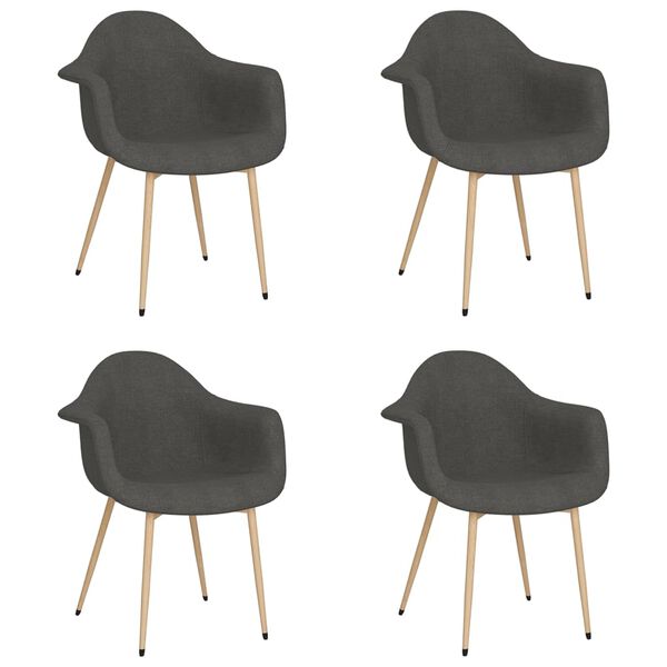 vidaXL J&iacute;deln&iacute; židle 4 ks tmavě &scaron;ed&eacute; textil