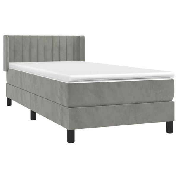 vidaXL Box spring postel s matrac&iacute; světle &scaron;ed&aacute; 100x200 cm samet