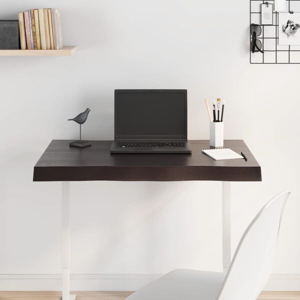 vidaXL Stoln&iacute; deska tmavě hněd&aacute; 80x60x(2-6)cm o&scaron;etřen&yacute; dub živ&aacute; hrana