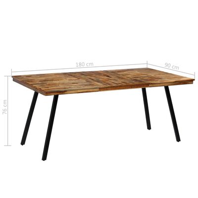 vidaXL Jídelní stůl z recyklovaného teaku a oceli 180 x 90 x 76 cm