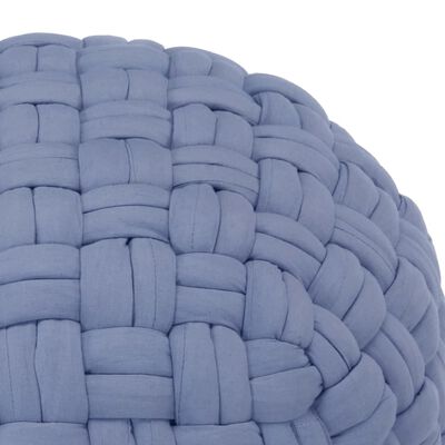 vidaXL Sedací puf pletený modrý 50 x 35 cm bavlna