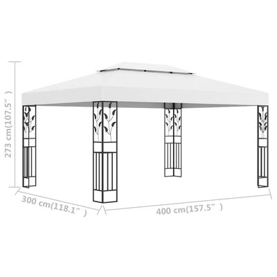 vidaXL Altán s dvojitou střechou 3 x 4 m bílý