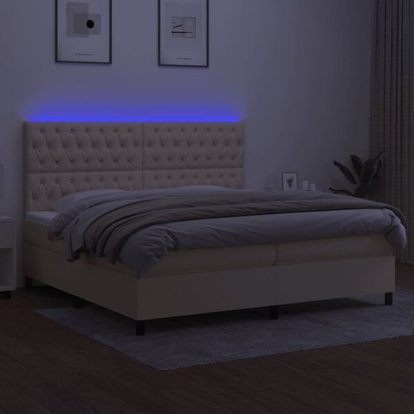 vidaXL Box spring postel s matrac&iacute; a LED kr&eacute;mov&aacute; 200x200 cm textil