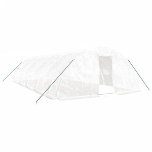 vidaXL Sklen&iacute;k s ocelov&yacute;m r&aacute;mem b&iacute;l&yacute; 50 m&sup2; 10 x 5 x 2,3 m