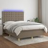 vidaXL Box spring postel s matrac&iacute; a LED taupe 140x190 cm textil