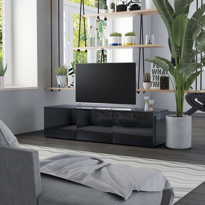 vidaXL TV stolek černý s vysokým leskem 120 x 34 x 30 cm dřevotříska