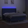 vidaXL Box spring postel s matrac&iacute; a LED modr&aacute; 160x200 cm textil
