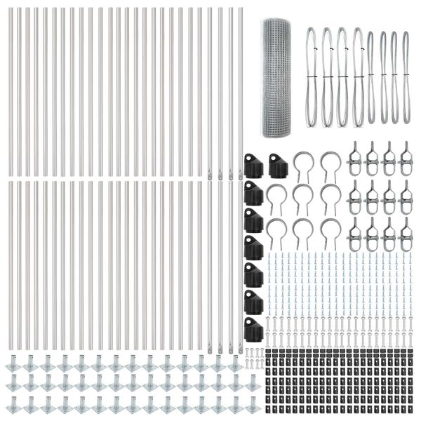 vidaXL Plotov&yacute; sloupek. Stř&iacute;brn&aacute; 100 x 0,5 m (25 x 25 mm s&iacute;ť) Ocel