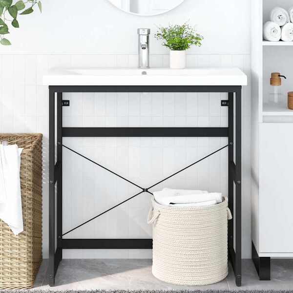 vidaXL Koupelnov&yacute; reg&aacute;l pod umyvadlo čern&yacute; 79 x 38 x 83 cm železo