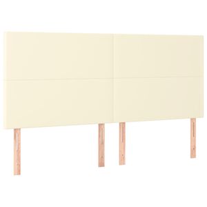 vidaXL Čelo postele kr&eacute;mov&eacute; 160x5x118/128 cm uměl&aacute; kůže