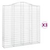 vidaXL Klenut&eacute; gabionov&eacute; ko&scaron;e 3 ks 200x30x200/220cm pozinkovan&eacute; železo