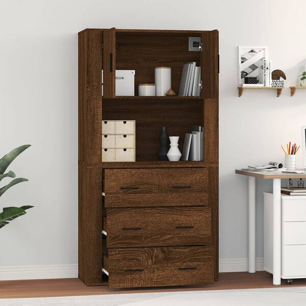 vidaXL Skř&iacute;ň highboard hněd&yacute; dub kompozitn&iacute; dřevo