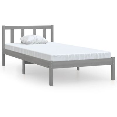 vidaXL Rám postele šedý masivní borovice 75 x 190 cm malé jednolůžko