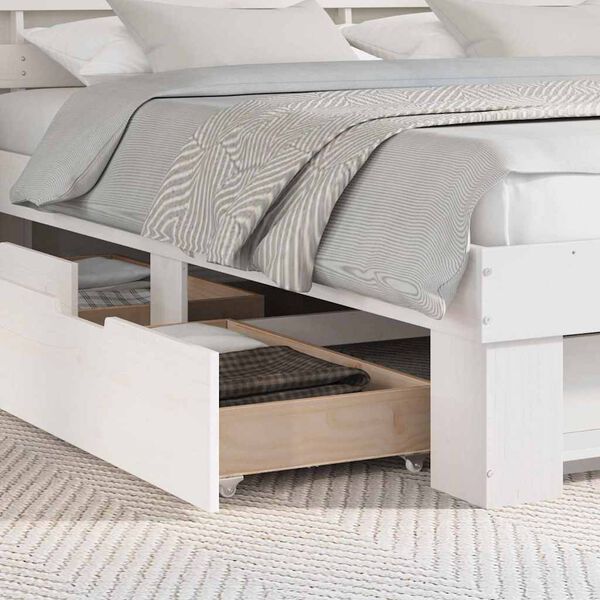 vidaXL R&aacute;m postele s čelo B&iacute;l&aacute; 200 x 200 cm Masivn&iacute; borov&eacute; dřevo