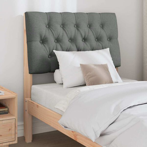 vidaXL Čalouněn&eacute; čelo postele Tmavě &scaron;ed&aacute; 75 cm Masivn&iacute; borov&eacute; dřevo