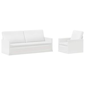 vidaXL Set pohovek 2 pcs B&iacute;l&aacute; Textil
