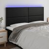 vidaXL Čelo postele s LED čern&eacute; 200x5x118/128 cm uměl&aacute; kůže