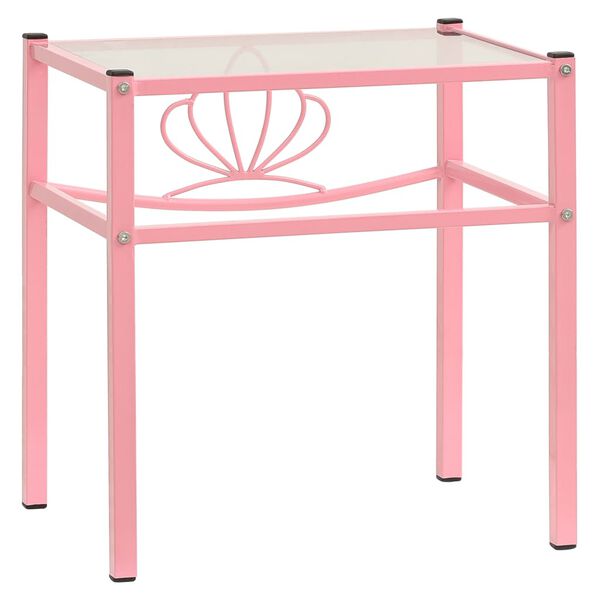 vidaXL Nočn&iacute; stolky 2 ks růžov&eacute; a průhledn&eacute; kov a sklo