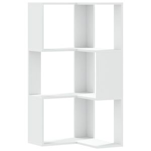 vidaXL Rohov&aacute; 3patrov&aacute; knihovna b&iacute;l&aacute; 50 x 50 x 102 cm kompozitn&iacute; dřevo